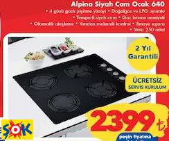 ALPİNA SİYAH CAM OCAK 640